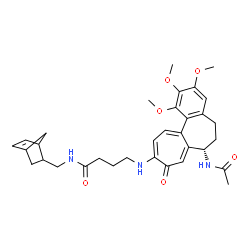 ChemSpider 2D Image | 4-{[(7S)-7-Acetamido-1,2,3-trimethoxy-9-oxo-5,6,7,9-tetrahydrobenzo[a]heptalen-10-yl]amino}-N-(bicyclo[2.2.1]hept-5-en-2-ylmethyl)butanamide | C33H41N3O6