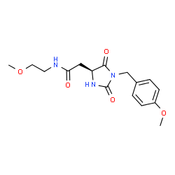 ChemSpider 2D Image | 2-[(4S)-1-(4-Methoxybenzyl)-2,5-dioxo-4-imidazolidinyl]-N-(2-methoxyethyl)acetamide | C16H21N3O5