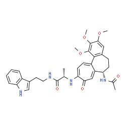 ChemSpider 2D Image | N~2~-[(7S)-7-Acetamido-1,2,3-trimethoxy-9-oxo-5,6,7,9-tetrahydrobenzo[a]heptalen-10-yl]-N-[2-(1H-indol-3-yl)ethyl]-L-alaninamide | C34H38N4O6
