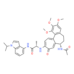 ChemSpider 2D Image | N~2~-[(7S)-7-Acetamido-1,2,3-trimethoxy-9-oxo-5,6,7,9-tetrahydrobenzo[a]heptalen-10-yl]-N-(1-isopropyl-1H-indol-4-yl)-L-alaninamide | C35H40N4O6