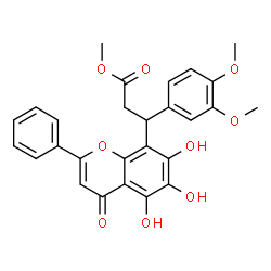 ChemSpider 2D Image | Methyl 3-(3,4-dimethoxyphenyl)-3-(5,6,7-trihydroxy-4-oxo-2-phenyl-4H-chromen-8-yl)propanoate | C27H24O9