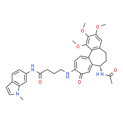 ChemSpider 2D Image | 4-{[(7S)-7-Acetamido-1,2,3-trimethoxy-9-oxo-5,6,7,9-tetrahydrobenzo[a]heptalen-10-yl]amino}-N-(1-methyl-1H-indol-6-yl)butanamide | C34H38N4O6