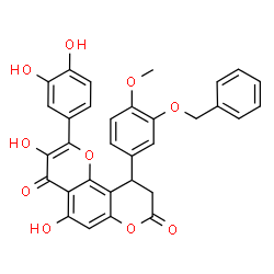 ChemSpider 2D Image | 10-[3-(Benzyloxy)-4-methoxyphenyl]-2-(3,4-dihydroxyphenyl)-3,5-dihydroxy-9,10-dihydro-4H,8H-pyrano[2,3-f]chromene-4,8-dione | C32H24O10