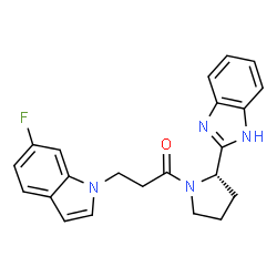 ChemSpider 2D Image | 1-[(2S)-2-(1H-Benzimidazol-2-yl)-1-pyrrolidinyl]-3-(6-fluoro-1H-indol-1-yl)-1-propanone | C22H21FN4O