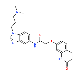 ChemSpider 2D Image | N-{1-[3-(Dimethylamino)propyl]-2-methyl-1H-benzimidazol-5-yl}-2-[(2-oxo-1,2,3,4-tetrahydro-7-quinolinyl)oxy]acetamide | C24H29N5O3