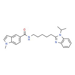 ChemSpider 2D Image | N-[5-(1-Isopropyl-1H-benzimidazol-2-yl)pentyl]-1-methyl-1H-indole-5-carboxamide | C25H30N4O