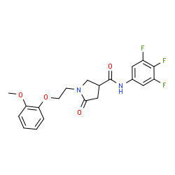 ChemSpider 2D Image | 1-[2-(2-Methoxyphenoxy)ethyl]-5-oxo-N-(3,4,5-trifluorophenyl)-3-pyrrolidinecarboxamide | C20H19F3N2O4