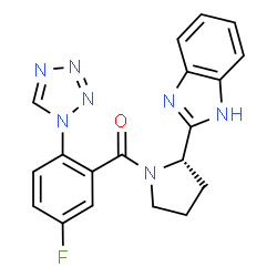 ChemSpider 2D Image | [(2S)-2-(1H-Benzimidazol-2-yl)-1-pyrrolidinyl][5-fluoro-2-(1H-tetrazol-1-yl)phenyl]methanone | C19H16FN7O