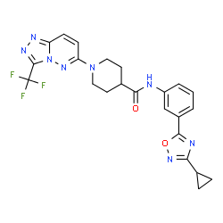 ChemSpider 2D Image | N-[3-(3-Cyclopropyl-1,2,4-oxadiazol-5-yl)phenyl]-1-[3-(trifluoromethyl)[1,2,4]triazolo[4,3-b]pyridazin-6-yl]-4-piperidinecarboxamide | C23H21F3N8O2