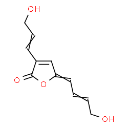 ChemSpider 2D Image | 5-(4-Hydroxy-2-buten-1-ylidene)-3-(3-hydroxy-1-propen-1-yl)-2(5H)-furanone | C11H12O4