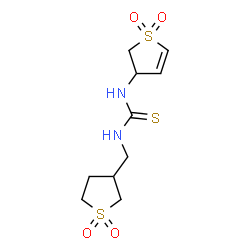 ChemSpider 2D Image | 1-(1,1-Dioxido-2,3-dihydro-3-thiophenyl)-3-[(1,1-dioxidotetrahydro-3-thiophenyl)methyl]thiourea | C10H16N2O4S3