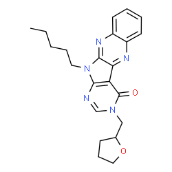 ChemSpider 2D Image | 11-Pentyl-3-(tetrahydro-2-furanylmethyl)-3,11-dihydro-4H-pyrimido[5',4':4,5]pyrrolo[2,3-b]quinoxalin-4-one | C22H25N5O2
