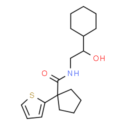 ChemSpider 2D Image | N-(2-Cyclohexyl-2-hydroxyethyl)-1-(2-thienyl)cyclopentanecarboxamide | C18H27NO2S