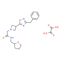 ChemSpider 2D Image | 2-[3-(3-Benzyl-1,2,4-oxadiazol-5-yl)-1-azetidinyl]-N-(tetrahydro-2-furanylmethyl)acetamide ethanedioate (1:1) | C21H26N4O7