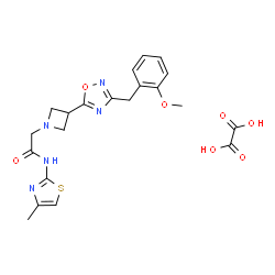 ChemSpider 2D Image | 2-{3-[3-(2-Methoxybenzyl)-1,2,4-oxadiazol-5-yl]-1-azetidinyl}-N-(4-methyl-1,3-thiazol-2-yl)acetamide ethanedioate (1:1) | C21H23N5O7S