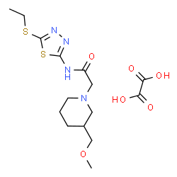 ChemSpider 2D Image | N-[5-(Ethylsulfanyl)-1,3,4-thiadiazol-2-yl]-2-[3-(methoxymethyl)-1-piperidinyl]acetamide ethanedioate (1:1) | C15H24N4O6S2