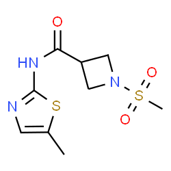 ChemSpider 2D Image | 1-(Methylsulfonyl)-N-(5-methyl-1,3-thiazol-2-yl)-3-azetidinecarboxamide | C9H13N3O3S2