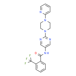 ChemSpider 2D Image | N-{2-[4-(2-Pyridinyl)-1-piperazinyl]-5-pyrimidinyl}-2-(trifluoromethyl)benzamide | C21H19F3N6O