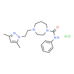 ChemSpider 2D Image | 4-[2-(3,5-Dimethyl-1H-pyrazol-1-yl)ethyl]-N-phenyl-1,4-diazepane-1-carboxamide hydrochloride (1:1) | C19H28ClN5O