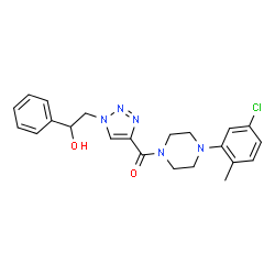 ChemSpider 2D Image | [4-(5-Chloro-2-methylphenyl)-1-piperazinyl][1-(2-hydroxy-2-phenylethyl)-1H-1,2,3-triazol-4-yl]methanone | C22H24ClN5O2