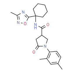 ChemSpider 2D Image | 1-(2,4-Dimethylphenyl)-N-[1-(3-methyl-1,2,4-oxadiazol-5-yl)cyclohexyl]-5-oxo-3-pyrrolidinecarboxamide | C22H28N4O3