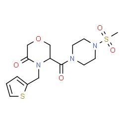 ChemSpider 2D Image | 5-{[4-(Methylsulfonyl)-1-piperazinyl]carbonyl}-4-(2-thienylmethyl)-3-morpholinone | C15H21N3O5S2
