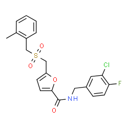 ChemSpider 2D Image | N-(3-Chloro-4-fluorobenzyl)-5-{[(2-methylbenzyl)sulfonyl]methyl}-2-furamide | C21H19ClFNO4S