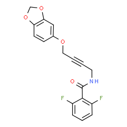 ChemSpider 2D Image | N-[4-(1,3-Benzodioxol-5-yloxy)-2-butyn-1-yl]-2,6-difluorobenzamide | C18H13F2NO4