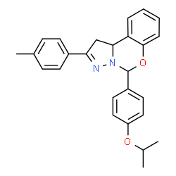 ChemSpider 2D Image | 5-(4-Isopropoxyphenyl)-2-(4-methylphenyl)-1,10b-dihydropyrazolo[1,5-c][1,3]benzoxazine | C26H26N2O2