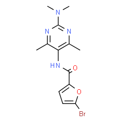 ChemSpider 2D Image | 5-Bromo-N-[2-(dimethylamino)-4,6-dimethyl-5-pyrimidinyl]-2-furamide | C13H15BrN4O2