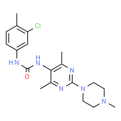 ChemSpider 2D Image | 1-(3-Chloro-4-methylphenyl)-3-[4,6-dimethyl-2-(4-methyl-1-piperazinyl)-5-pyrimidinyl]urea | C19H25ClN6O