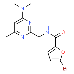 ChemSpider 2D Image | 5-Bromo-N-{[4-(dimethylamino)-6-methyl-2-pyrimidinyl]methyl}-2-furamide | C13H15BrN4O2