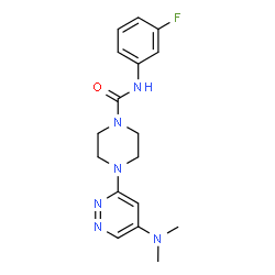 ChemSpider 2D Image | 4-[5-(Dimethylamino)-3-pyridazinyl]-N-(3-fluorophenyl)-1-piperazinecarboxamide | C17H21FN6O