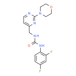 ChemSpider 2D Image | 1-(2,4-Difluorophenyl)-3-{[2-(4-morpholinyl)-4-pyrimidinyl]methyl}urea | C16H17F2N5O2