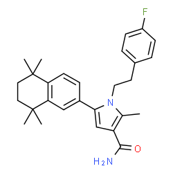 ChemSpider 2D Image | 1-[2-(4-Fluorophenyl)ethyl]-2-methyl-5-(5,5,8,8-tetramethyl-5,6,7,8-tetrahydro-2-naphthalenyl)-1H-pyrrole-3-carboxamide | C28H33FN2O