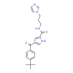 ChemSpider 2D Image | 4-[(4-tert-butylphenyl)-oxomethyl]-N-[3-(1-imidazolyl)propyl]-1H-pyrrole-2-carboxamide | C22H26N4O2