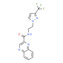 ChemSpider 2D Image | N-{2-[3-(Trifluoromethyl)-1H-pyrazol-1-yl]ethyl}-2-quinoxalinecarboxamide | C15H12F3N5O