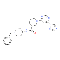 ChemSpider 2D Image | N-(1-Benzyl-4-piperidinyl)-1-[6-(1H-1,2,4-triazol-1-yl)-4-pyrimidinyl]-3-piperidinecarboxamide | C24H30N8O