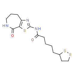 ChemSpider 2D Image | 5-(1,2-Dithiolan-3-yl)-N-(4-oxo-5,6,7,8-tetrahydro-4H-[1,3]thiazolo[5,4-c]azepin-2-yl)pentanamide | C15H21N3O2S3