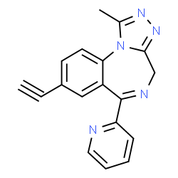 ChemSpider 2D Image | 8-Ethynyl-1-methyl-6-(2-pyridinyl)-4H-[1,2,4]triazolo[4,3-a][1,4]benzodiazepine | C18H13N5