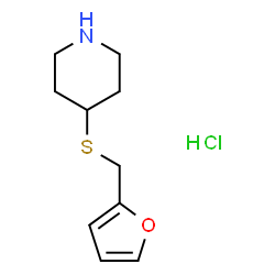 ChemSpider 2D Image | 4-[(2-Furylmethyl)sulfanyl]piperidine hydrochloride (1:1) | C10H16ClNOS