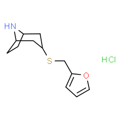 ChemSpider 2D Image | 3-[(2-Furylmethyl)sulfanyl]-8-azabicyclo[3.2.1]octane hydrochloride (1:1) | C12H18ClNOS