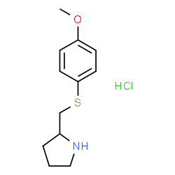 ChemSpider 2D Image | 2-{[(4-Methoxyphenyl)sulfanyl]methyl}pyrrolidine hydrochloride (1:1) | C12H18ClNOS