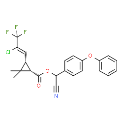 ChemSpider 2D Image | Cyano(4-phenoxyphenyl)methyl (1S,3S)-3-[(1Z)-2-chloro-3,3,3-trifluoro-1-propen-1-yl]-2,2-dimethylcyclopropanecarboxylate | C23H19ClF3NO3