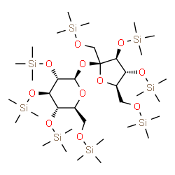 ChemSpider 2D Image | 1,3,4,6-Tetrakis-O-(trimethylsilyl)-beta-D-fructofuranosyl 2,3,4,6-tetrakis-O-(trimethylsilyl)-beta-L-glucopyranoside | C36H86O11Si8