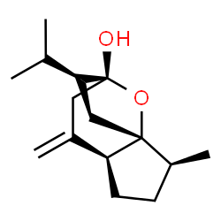 ChemSpider 2D Image | (1R,2S,5S)-9-Isopropyl-2-methyl-6-methylene-11-oxatricyclo[6.2.1.0~1,5~]undecan-8-ol | C15H24O2