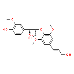 ChemSpider 2D Image | (1S,2R)-1-(4-Hydroxy-3-methoxyphenyl)-2-{4-[(1E)-3-hydroxy-1-propen-1-yl]-2,6-dimethoxyphenoxy}-1,3-propanediol | C21H26O8