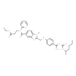 ChemSpider 2D Image | Ethyl N-[(2-{[(4-{N-[(2-hexanyloxy)carbonyl]carbamimidoyl}phenyl)amino]methyl}-1-methyl-1H-benzimidazol-5-yl)carbonyl]-N-2-pyridinyl-beta-alaninate | C34H41N7O5
