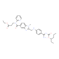 ChemSpider 2D Image | Ethyl N-[(2-{[(4-{N-[(3-hexanyloxy)carbonyl]carbamimidoyl}phenyl)amino]methyl}-1-methyl-1H-benzimidazol-5-yl)carbonyl]-N-2-pyridinyl-beta-alaninate | C34H41N7O5