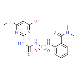 ChemSpider 2D Image | 2-{[N-[(4-Hydroxy-6-methoxypyrimidin-2-yl)carbamoyl]sulfamoyl]amino}-N,N-dimethylbenzamide | C15H18N6O6S